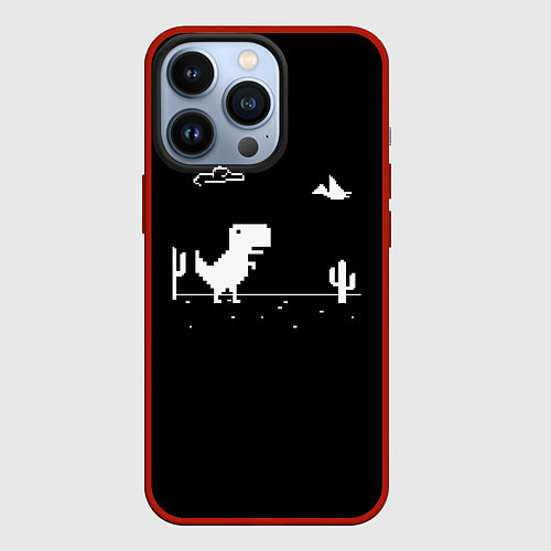 Чехол iPhone 13 Pro Динозавр гугл хром Dino / 3D-Красный – фото 1