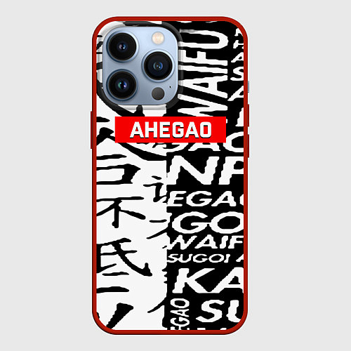 Чехол iPhone 13 Pro Ahegao steel symbol / 3D-Красный – фото 1