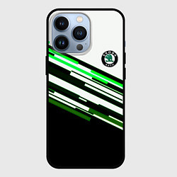 Чехол для iPhone 13 Pro Skoda sport stripes line, цвет: 3D-черный