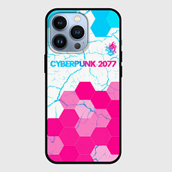 Чехол iPhone 13 Pro Cyberpunk 2077 neon gradient style посередине