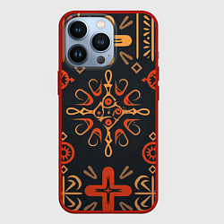 Чехол для iPhone 13 Pro Орнамент в славянском стиле, цвет: 3D-красный