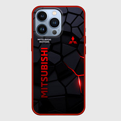 Чехол для iPhone 13 Pro Mitsubishi - плиты с эффектом свечения, цвет: 3D-красный