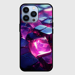 Чехол для iPhone 13 Pro Фиолетовые прозрачные кубики, цвет: 3D-черный