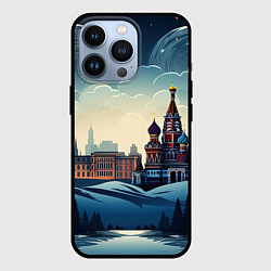 Чехол для iPhone 13 Pro Площадь новогодняя, цвет: 3D-черный