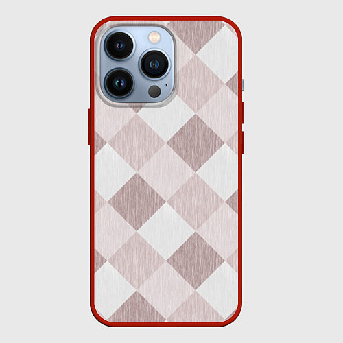 Чехол iPhone 13 Pro Геометрический светло коричневый узор квадраты / 3D-Красный – фото 1