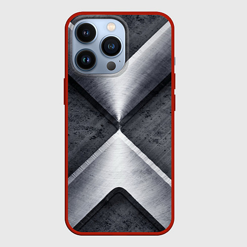 Чехол iPhone 13 Pro Стальные блоки / 3D-Красный – фото 1