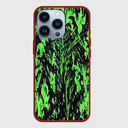 Чехол для iPhone 13 Pro Демонический доспех зелёный, цвет: 3D-красный