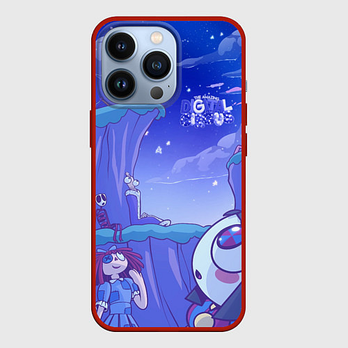 Чехол iPhone 13 Pro The Amazing Digital Circus night / 3D-Красный – фото 1