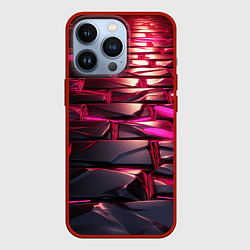 Чехол для iPhone 13 Pro Неоновые фиолетовые и розовые камни, цвет: 3D-красный