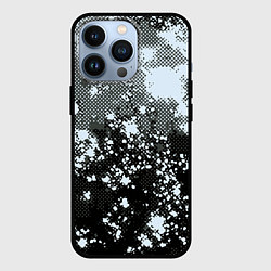 Чехол для iPhone 13 Pro Абстракция чёрно-серо-голубой, цвет: 3D-черный