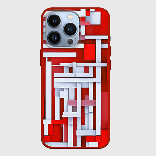 Чехол iPhone 13 Pro Полосы на красном фоне / 3D-Красный – фото 1