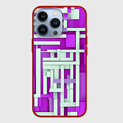 Чехол для iPhone 13 Pro Полосы на фиолетовом фоне, цвет: 3D-красный
