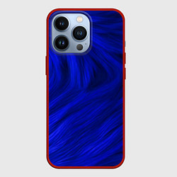 Чехол для iPhone 13 Pro Текстура синей шерсти, цвет: 3D-красный