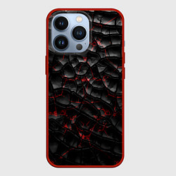 Чехол для iPhone 13 Pro Трещины черные, цвет: 3D-красный