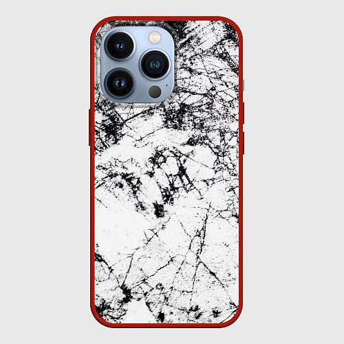Чехол iPhone 13 Pro Белый мрамор / 3D-Красный – фото 1