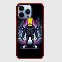 Чехол для iPhone 13 Pro Cool Bart Simpson - cyberpunk - ai art, цвет: 3D-красный
