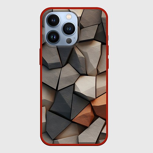 Чехол iPhone 13 Pro Серые камни / 3D-Красный – фото 1