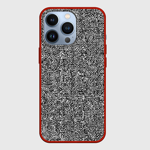 Чехол iPhone 13 Pro Чёрные и белые узоры / 3D-Красный – фото 1