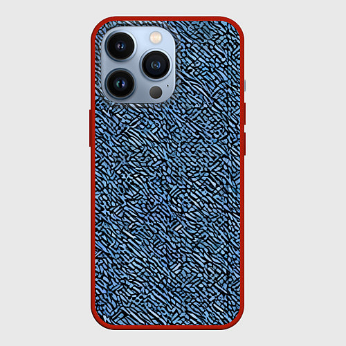 Чехол iPhone 13 Pro Чёрные и синие мазки / 3D-Красный – фото 1