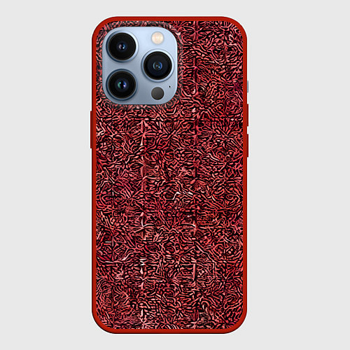 Чехол iPhone 13 Pro Чёрные и красные мазки / 3D-Красный – фото 1