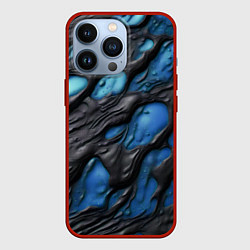 Чехол для iPhone 13 Pro Синяя текучая субстанция, цвет: 3D-красный