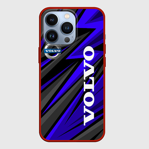 Чехол iPhone 13 Pro Volvo - Синий спортивный / 3D-Красный – фото 1