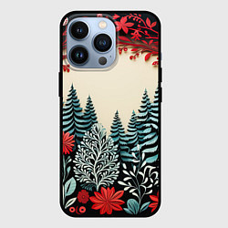 Чехол для iPhone 13 Pro Зимнее кружево, цвет: 3D-черный