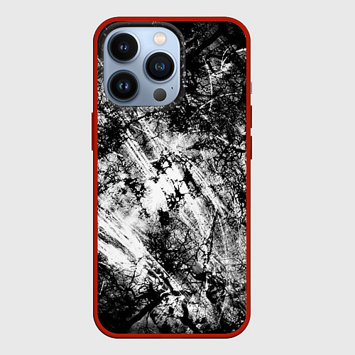 Чехол iPhone 13 Pro Зимний лес узоры / 3D-Красный – фото 1