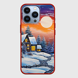 Чехол для iPhone 13 Pro Заснеженные тропинки радости, цвет: 3D-красный