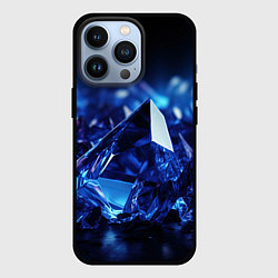 Чехол для iPhone 13 Pro Синие прозрачные алмазы, цвет: 3D-черный