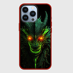 Чехол для iPhone 13 Pro Дракон сверкающих елей, цвет: 3D-красный