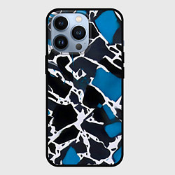 Чехол для iPhone 13 Pro Кляксы чёрные и синие, цвет: 3D-черный