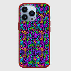 Чехол для iPhone 13 Pro Multicolored stripes, цвет: 3D-красный