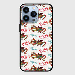 Чехол для iPhone 13 Pro Паттерн с русским драконом, цвет: 3D-черный