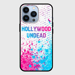 Чехол для iPhone 13 Pro Hollywood Undead neon gradient style посередине, цвет: 3D-черный