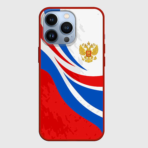 Чехол iPhone 13 Pro Россия - спортивная униформа / 3D-Красный – фото 1