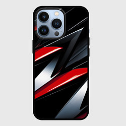 Чехол для iPhone 13 Pro Red black abstract, цвет: 3D-черный