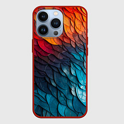 Чехол для iPhone 13 Pro Желто синяя чешуя, цвет: 3D-красный