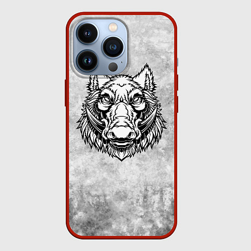 Чехол iPhone 13 Pro Texture - дикий кабан / 3D-Красный – фото 1