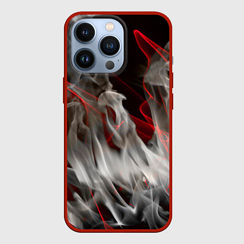 Чехол iPhone 13 Pro Дым и красные узоры / 3D-Красный – фото 1