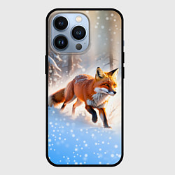 Чехол для iPhone 13 Pro Лиса на зимней охоте, цвет: 3D-черный