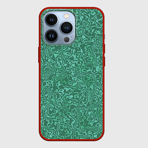 Чехол iPhone 13 Pro Малахитовая текстура / 3D-Красный – фото 1