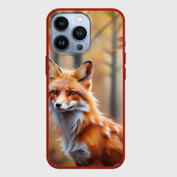 Чехол для iPhone 13 Pro Рыжая лисица в осеннем лесу, цвет: 3D-красный