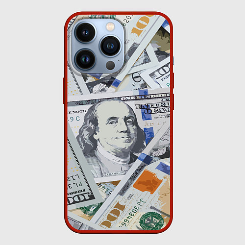 Чехол iPhone 13 Pro Сто зеленых / 3D-Красный – фото 1
