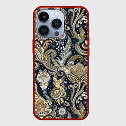 Чехол для iPhone 13 Pro Индийские этнические узоры пейсли, цвет: 3D-красный