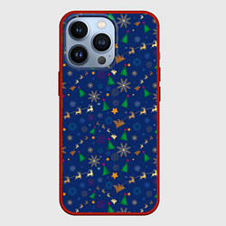 Чехол для iPhone 13 Pro Паттерн на новогоднюю тему, цвет: 3D-красный