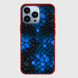 Чехол для iPhone 13 Pro Синий трескающийся камень, цвет: 3D-красный
