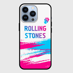 Чехол для iPhone 13 Pro Rolling Stones neon gradient style посередине, цвет: 3D-черный