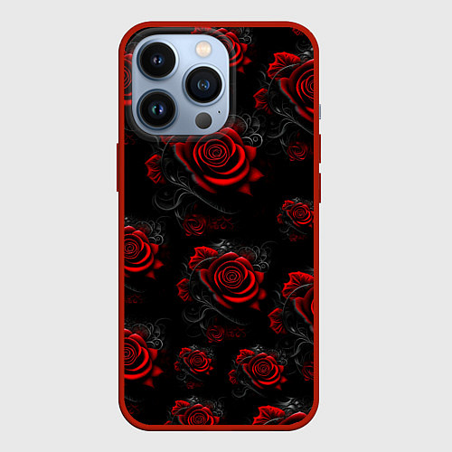 Чехол iPhone 13 Pro Красные розы цветы / 3D-Красный – фото 1