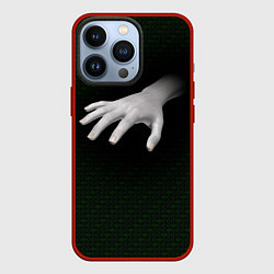 Чехол для iPhone 13 Pro Белая рука на плетёной текстуре, цвет: 3D-красный
